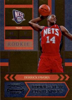 2010-11 Playoff Contenders Patches - Rookie of the Year Contenders #5 Derrick Favors Front