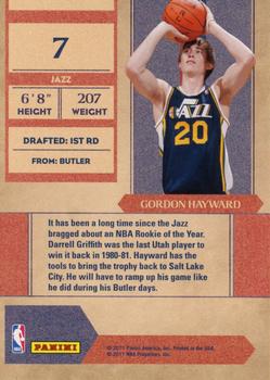 2010-11 Playoff Contenders Patches - Rookie of the Year Contenders #7 Gordon Hayward Back