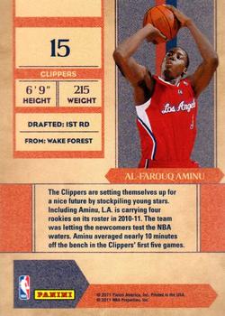 2010-11 Playoff Contenders Patches - Rookie of the Year Contenders #15 Al-Farouq Aminu Back