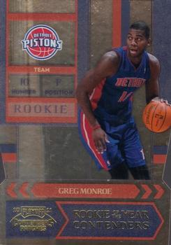 2010-11 Playoff Contenders Patches - Rookie of the Year Contenders Die Cuts Gold #12 Greg Monroe Front