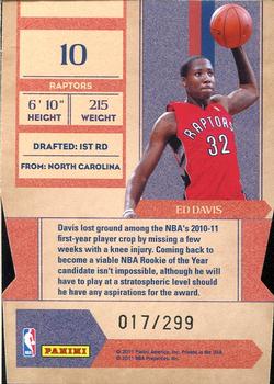 2010-11 Playoff Contenders Patches - Rookie of the Year Contenders Die Cuts Silver #10 Ed Davis Back