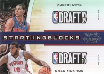 2010-11 Playoff Contenders Patches - Starting Blocks #5 Austin Daye / Greg Monroe Front