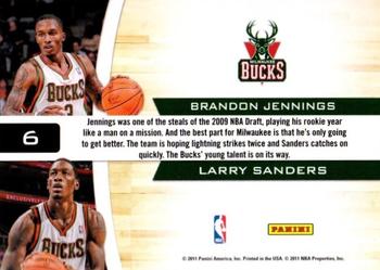 2010-11 Playoff Contenders Patches - Starting Blocks #6 Brandon Jennings / Larry Sanders Back