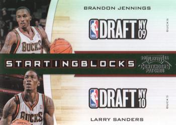 2010-11 Playoff Contenders Patches - Starting Blocks #6 Brandon Jennings / Larry Sanders Front
