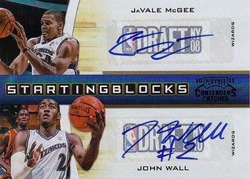 2010-11 Playoff Contenders Patches - Starting Blocks Autographs Black #9 JaVale McGee / John Wall Front