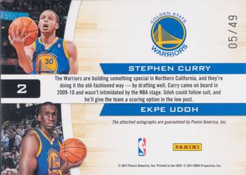 2010-11 Playoff Contenders Patches - Starting Blocks Autographs Gold #2 Stephen Curry / Ekpe Udoh Back