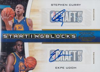 2010-11 Playoff Contenders Patches - Starting Blocks Autographs Gold #2 Stephen Curry / Ekpe Udoh Front