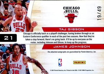 2010-11 Playoff Contenders Patches - Starting Blocks Autographs Gold #21 Taj Gibson / James Johnson Back