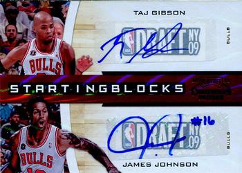 2010-11 Playoff Contenders Patches - Starting Blocks Autographs Gold #21 Taj Gibson / James Johnson Front