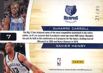 2010-11 Playoff Contenders Patches - Starting Blocks Die Cuts Black #7 DeMarre Carroll / Xavier Henry Back