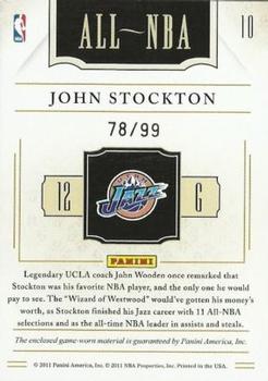 2010-11 Playoff National Treasures - All NBA Materials #10 John Stockton Back