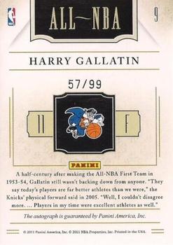2010-11 Playoff National Treasures - All NBA Signatures #9 Harry Gallatin Back