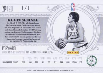 2010-11 Playoff National Treasures - Century Materials NBA Tags Signatures #120 Kevin McHale Back