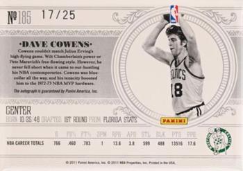 2010-11 Playoff National Treasures - Century Signatures #185 Dave Cowens Back