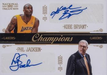 2010-11 Playoff National Treasures - Champions Signatures Combos #1 Kobe Bryant / Phil Jackson Front