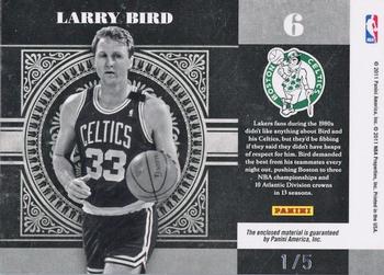 2010-11 Playoff National Treasures - Colossal Materials Prime #6 Larry Bird Back