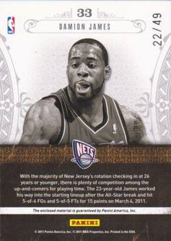 2010-11 Playoff National Treasures - NBA Gear Trios Prime #33 Damion James Back
