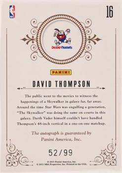 2010-11 Playoff National Treasures - Notable Nicknames #16 David Thompson Back