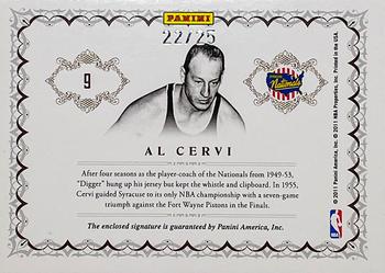2010-11 Playoff National Treasures - Souvenir Cuts #9 Al Cervi Back