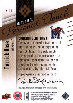 2010-11 Upper Deck Ultimate Collection - Ultimate Personal Touch My Favorite Movie #M-DR Derrick Rose Back