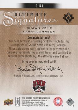 2010-11 Upper Deck Ultimate Collection - Ultimate Signatures Dual #D-KJ Shawn Kemp / Larry Johnson Back