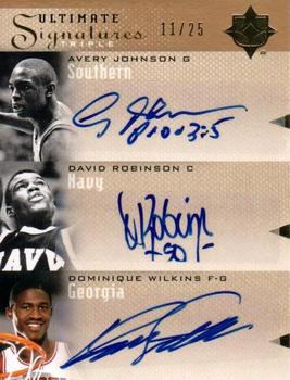 2010-11 Upper Deck Ultimate Collection - Ultimate Signatures Triple #T-SAS Avery Johnson / David Robinson / Dominique Wilkins Front