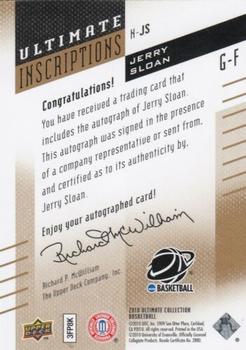 2010-11 Upper Deck Ultimate Collection - Ultimate Inscriptions #N-JS Jerry Sloan Back