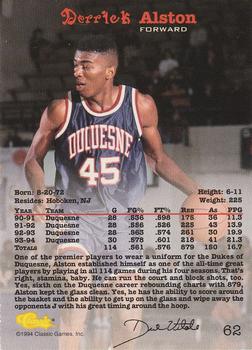 1994 Classic Draft #62 Derrick Alston Back