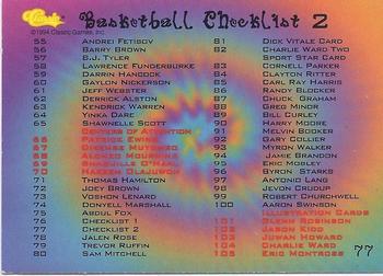 1994 Classic Draft #77 Checklist 2: 55-105 Back