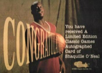 1994 Classic Draft #NNO Shaquille O'Neal Back