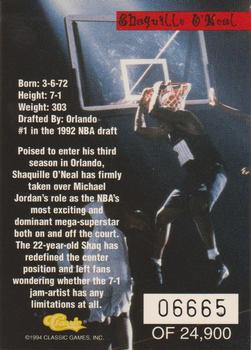 1994 Classic Draft #NNO Shaquille O'Neal  Back