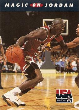 1992 SkyBox USA #105 Magic on Jordan Front