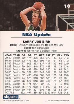 1992 SkyBox USA #10 Larry Bird Back