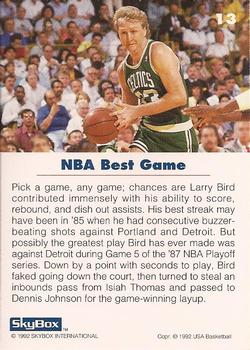 1992 SkyBox USA #13 Larry Bird Back