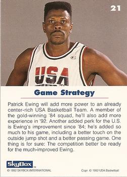 1992 SkyBox USA #21 Patrick Ewing Back