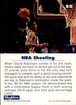 1992 SkyBox USA #80 David Robinson Back