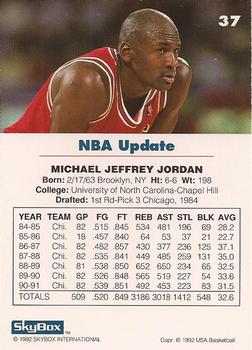 1992 SkyBox USA #37 Michael Jordan Back