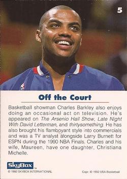 1992 SkyBox USA #5 Charles Barkley Back