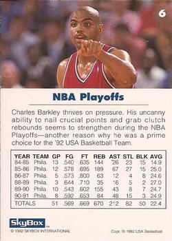1992 SkyBox USA #6 Charles Barkley Back