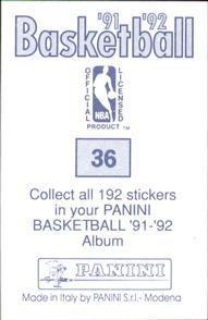 1991-92 Panini Stickers #36 Travis Mays Back