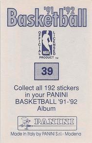 1991-92 Panini Stickers #39 Benoit Benjamin Back