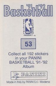 1991-92 Panini Stickers #53 Chris Jackson Back