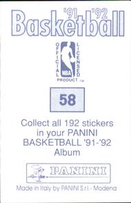 1991-92 Panini Stickers #58 Kenny Smith Back