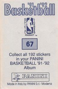 1991-92 Panini Stickers #67 Tony Campbell Back