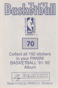 1991-92 Panini Stickers #70 Nick Anderson Back