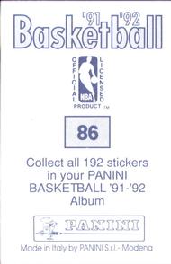 1991-92 Panini Stickers #86 Blue Edwards Back