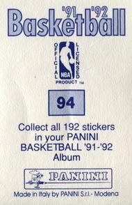 1991-92 Panini Stickers #94 Charles Barkley Back