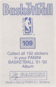 1991-92 Panini Stickers #109 Rex Chapman Back