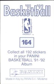1991-92 Panini Stickers #164 Kiki Vandeweghe Back