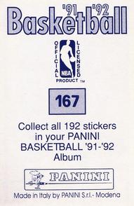 1991-92 Panini Stickers #167 Hersey Hawkins Back